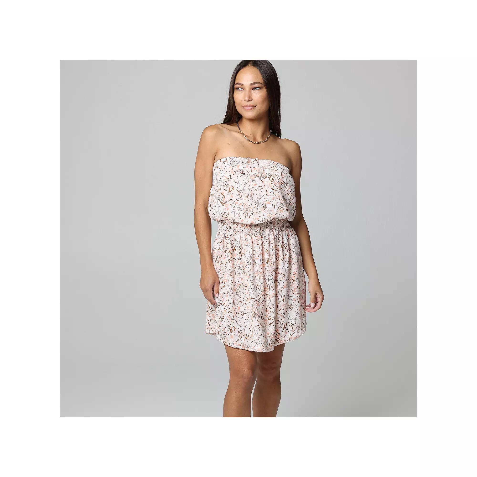 Womens J. Valdi Swim Cover-Up Bandeau Cinch Waist Dress Product Image