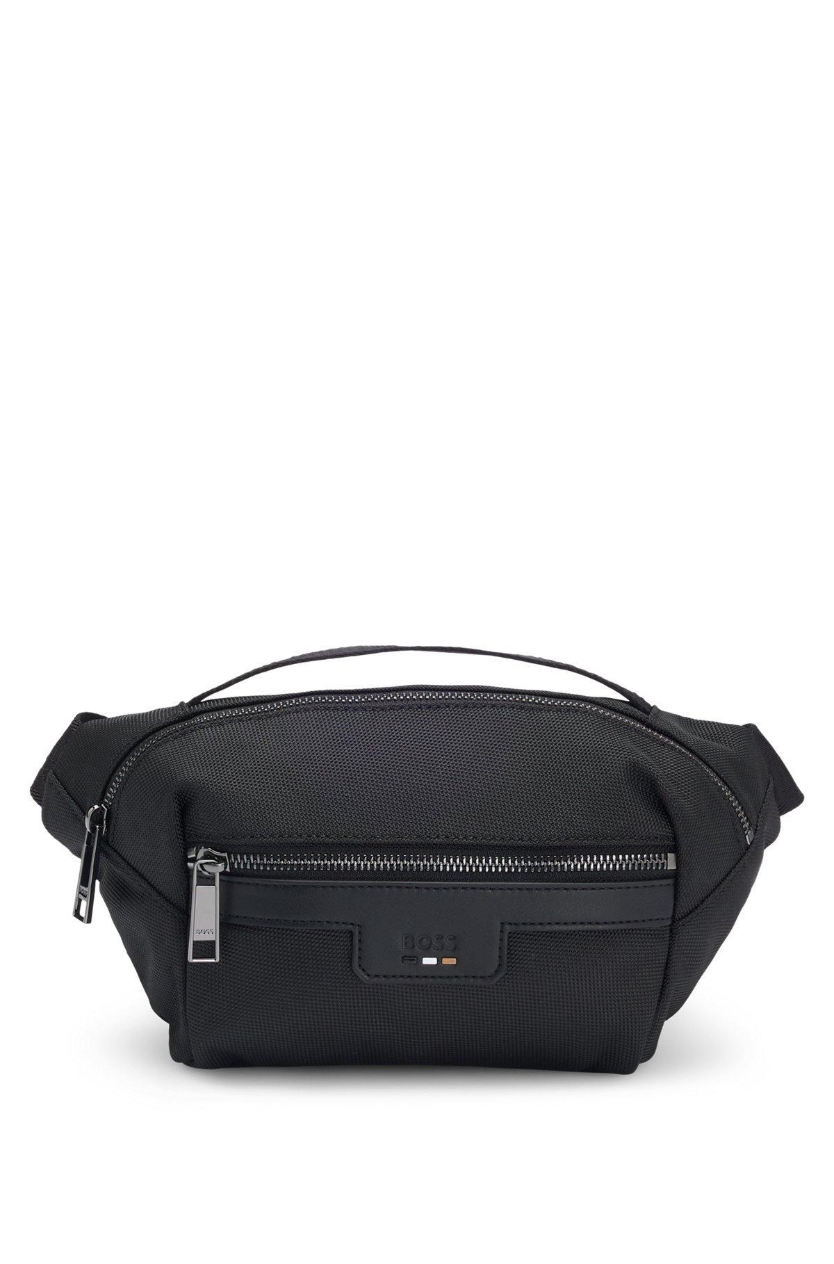 BOSS - Logo-embossed belt bag in structured fabric - Black Product Image