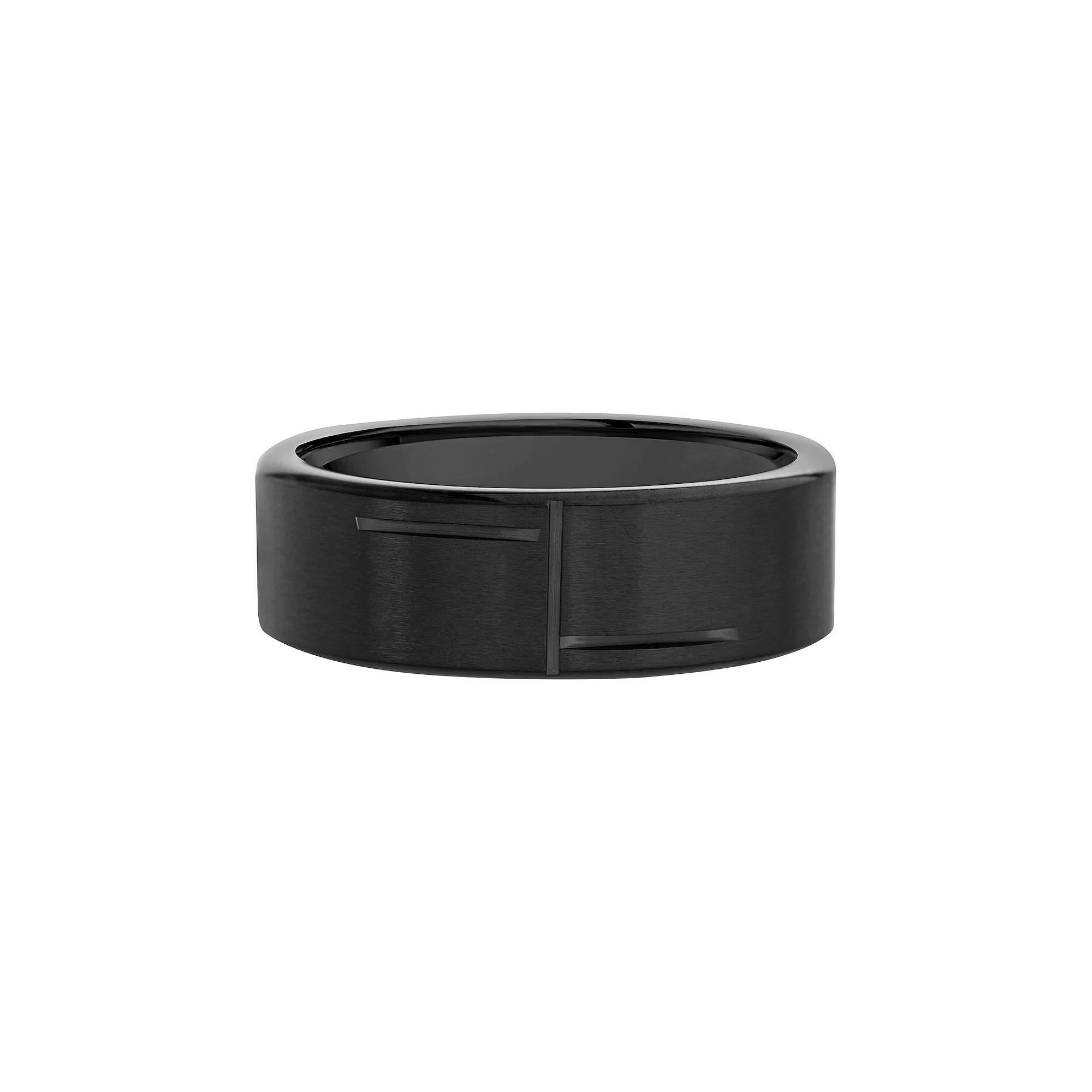 1913 Mens Black Ion-Plated Stainless Steel Ring Product Image