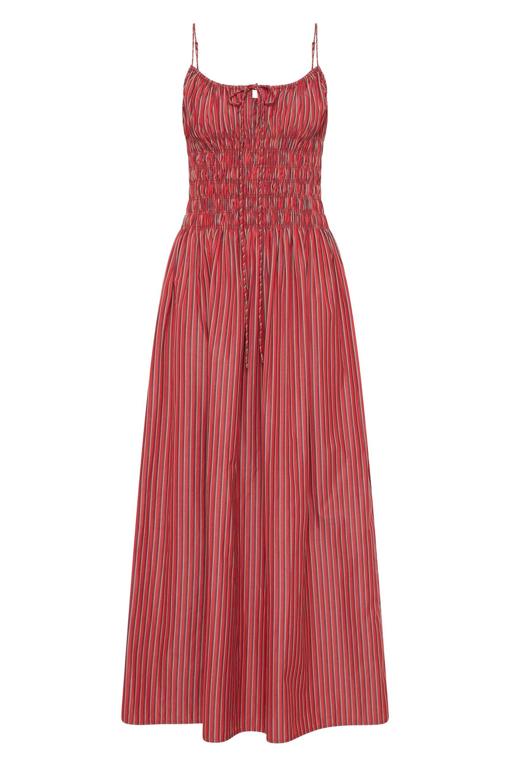 Aya String Maxi Dress Wine Stripe Product Image
