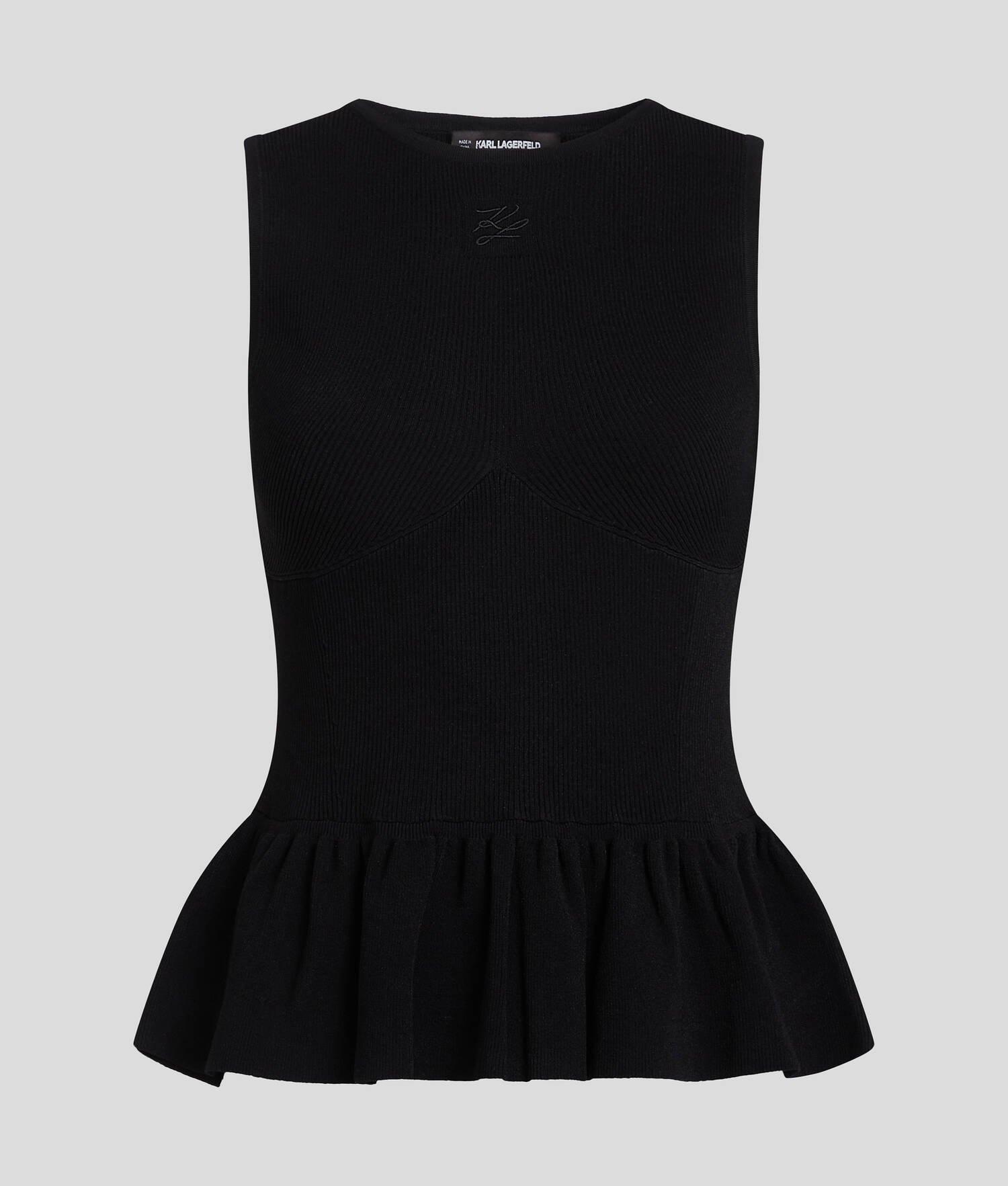 SLEEVELESS PEPLUM KNIT TOP Product Image