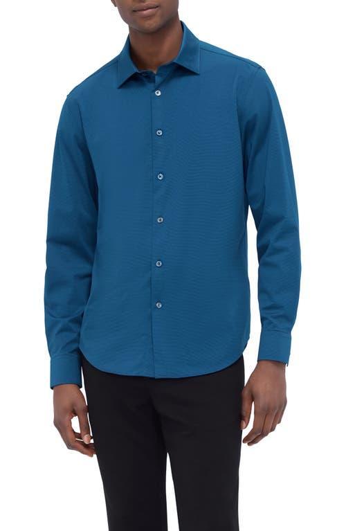 BUGATCHI Men's Ooohcotton James Micro-stripe Sport Shirt In Navy Product Image