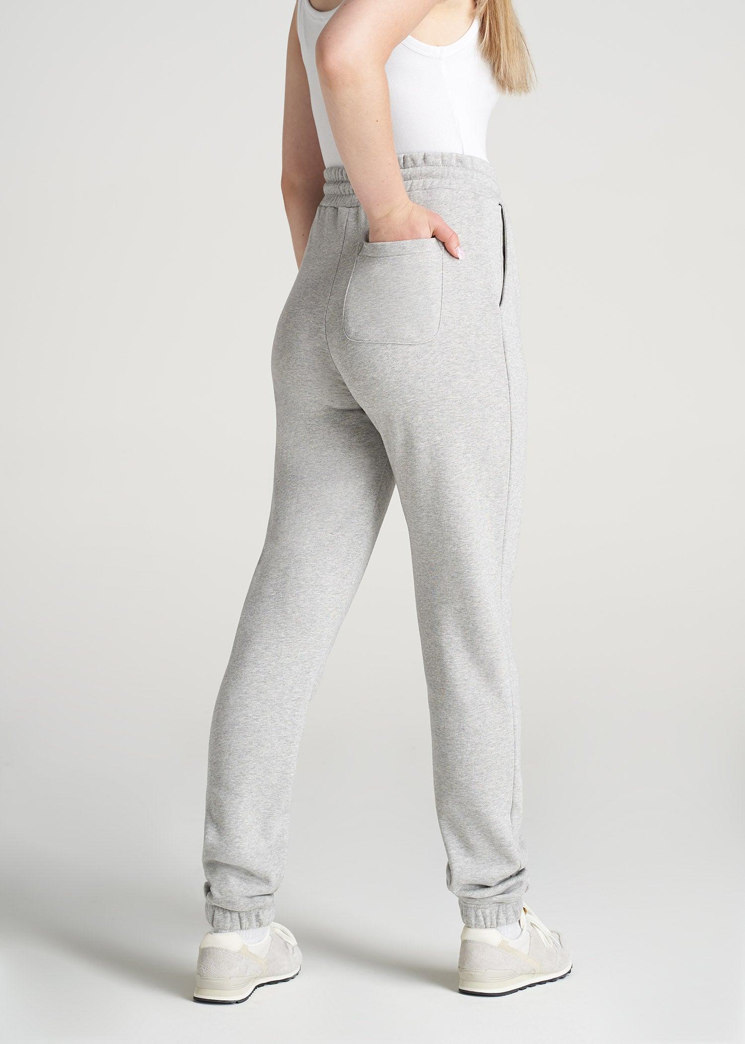 Wearever Fleece SLIM-FIT High-Waisted Women's Garment Dye Sweatpants in Grey Mix Product Image