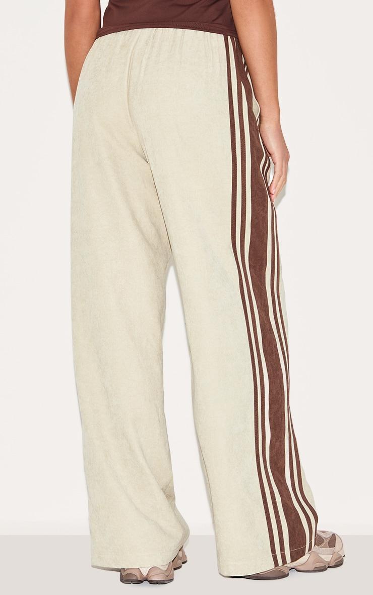 Sage Peach Skin Contrast Stripe Wide Leg Pants Product Image