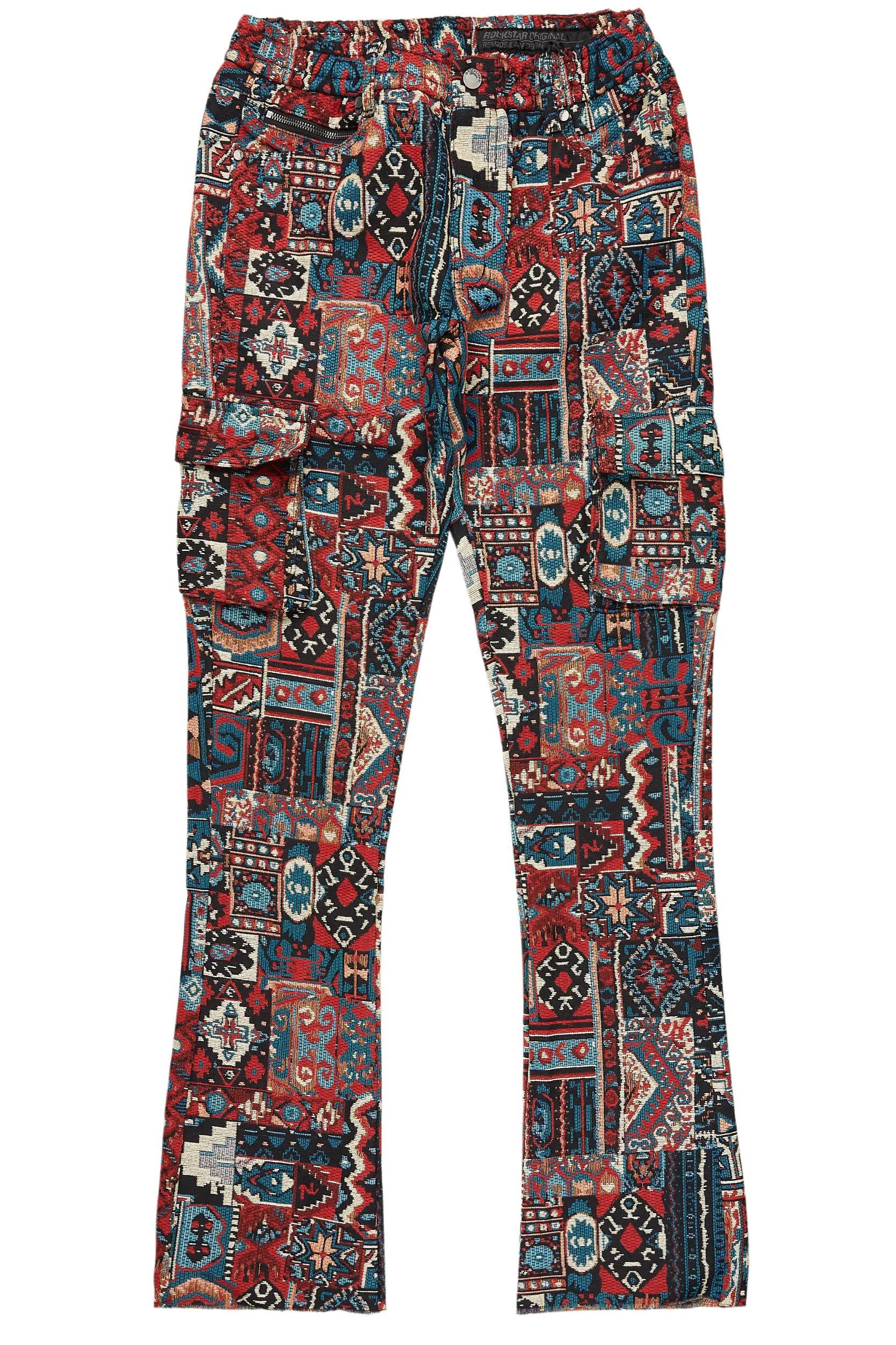 Nard Red Multi Tapestry Stacked Flare Jean Male Product Image