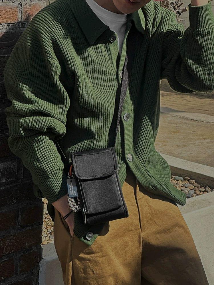 RT No. 11524 GREEN KNIT BUTTON-UP SWEATER Product Image