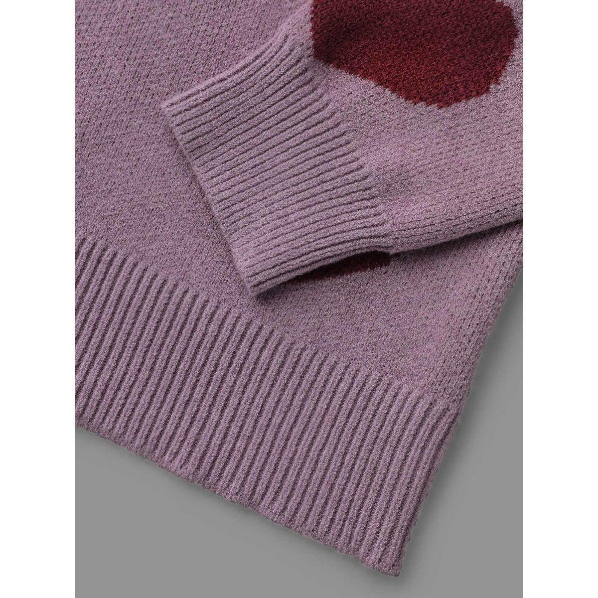 Plus Size Round Neck Contrast Heart Jacquard Pullover Lilac Women Casual Loose Long Sleeve Round Neck Everyday Pullovers BloomChic 14-16/1X Product Image