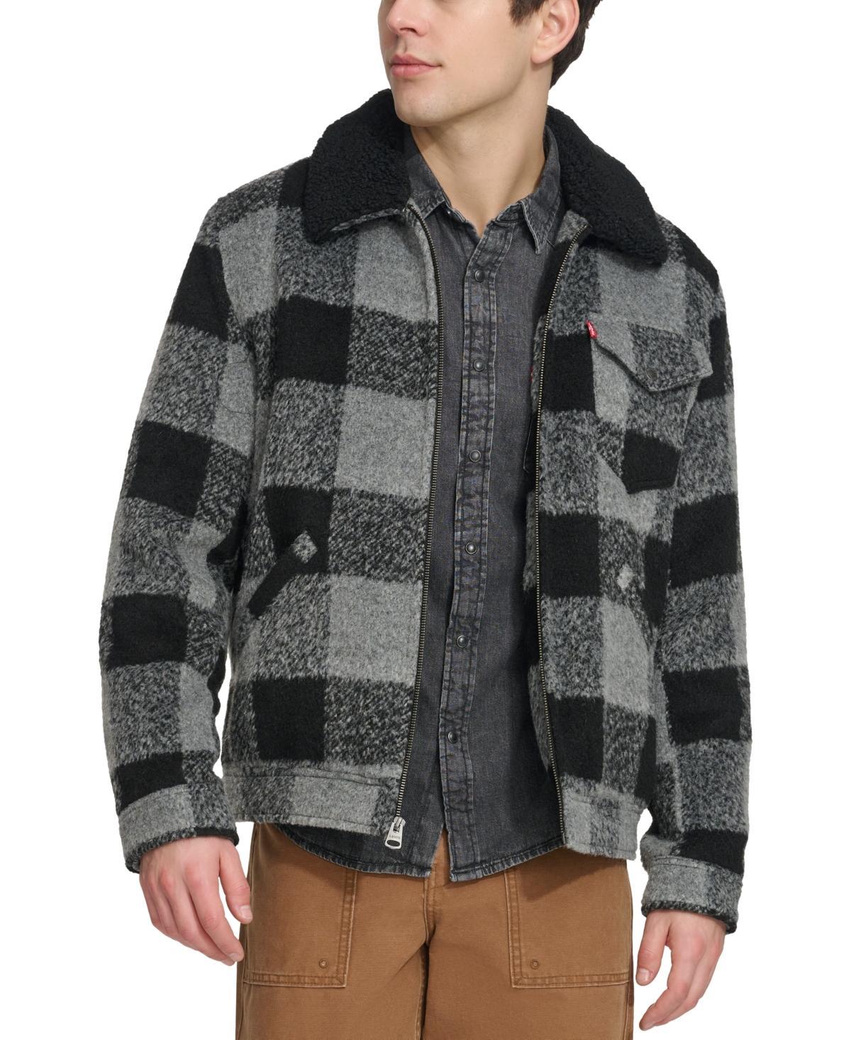 Men's Levi's® Wool Blended Depot Jacket with Sherpa Collar, Size: Large, Skater Plaid Product Image