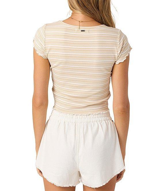 O'Neill Erin Striped Rib-Knit Short Sleeve T-Shirt Product Image