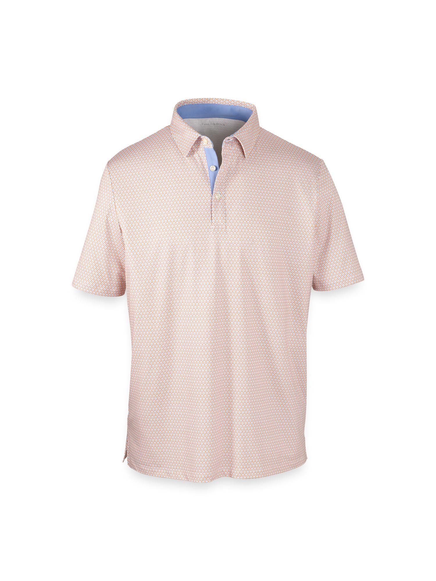 Performance Blend Three Button Polo - Orange Multi Product Image
