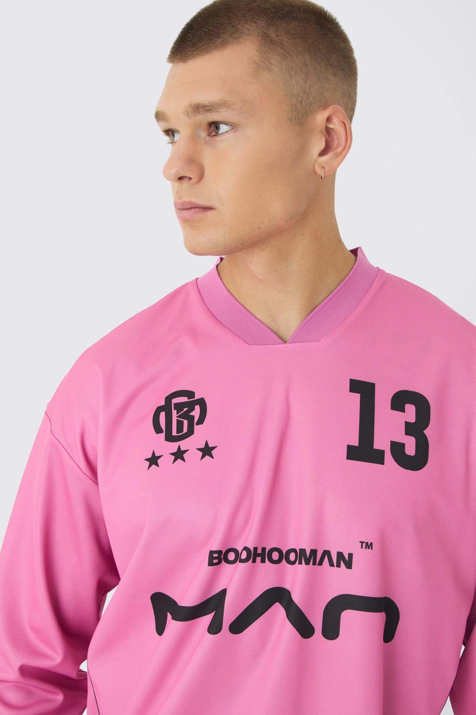 Oversized Man Long Sleeve Football Top | boohooMAN USA Product Image