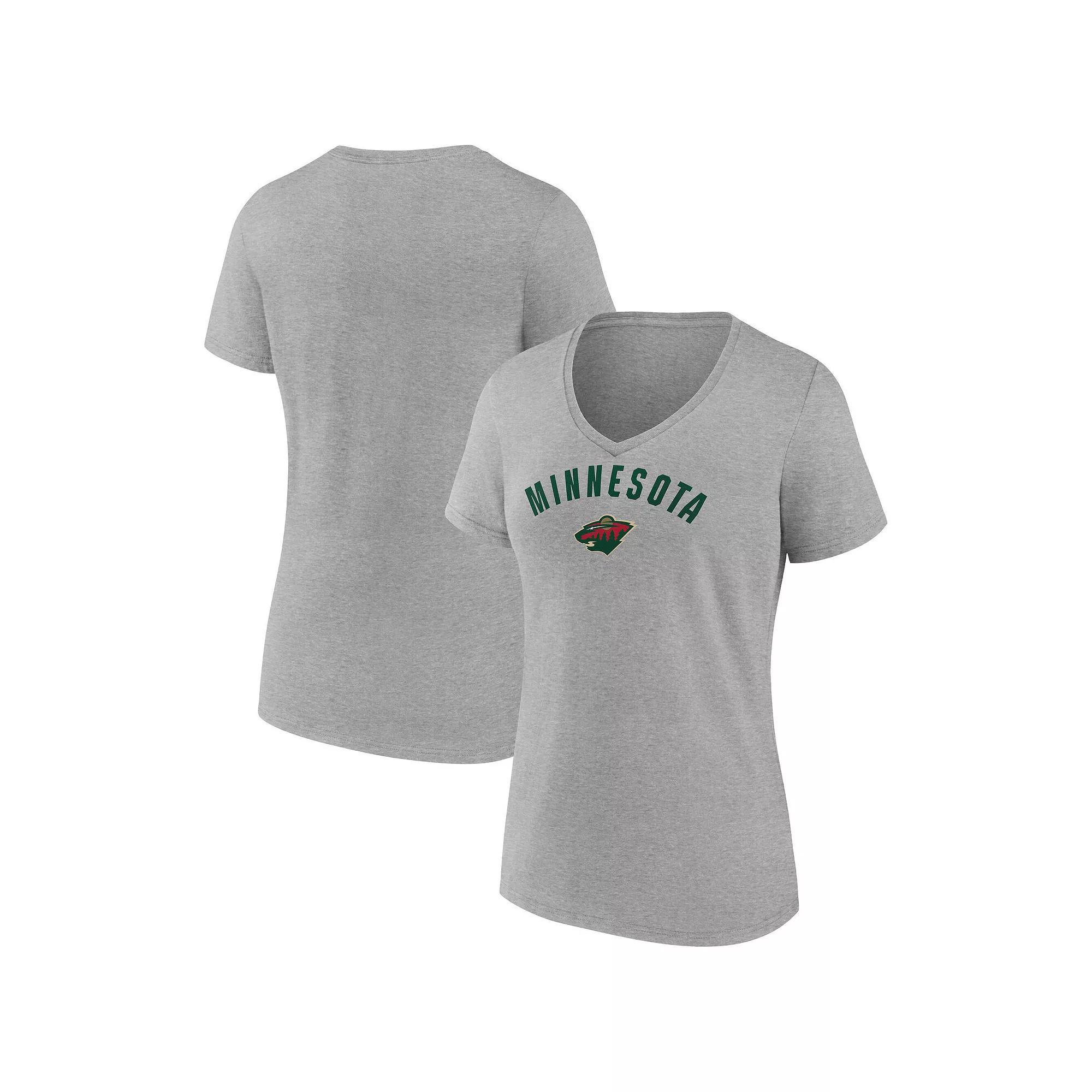 Women's Fanatics Gray Minnesota Wild V-Neck T-Shirt, Size: Medium, Grey Product Image