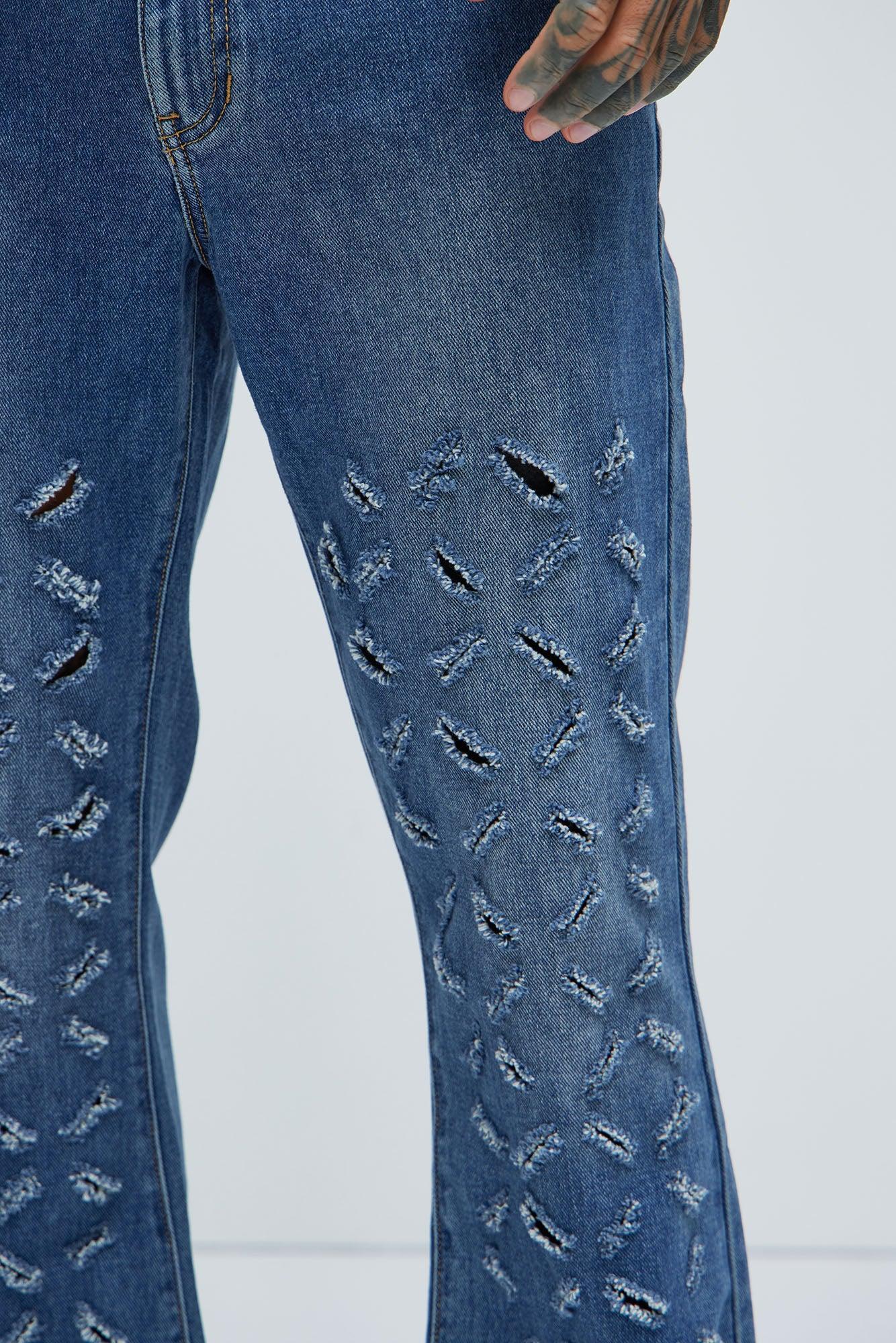 Harold Stacked Slim Flare Jeans - Medium Blue Wash Product Image