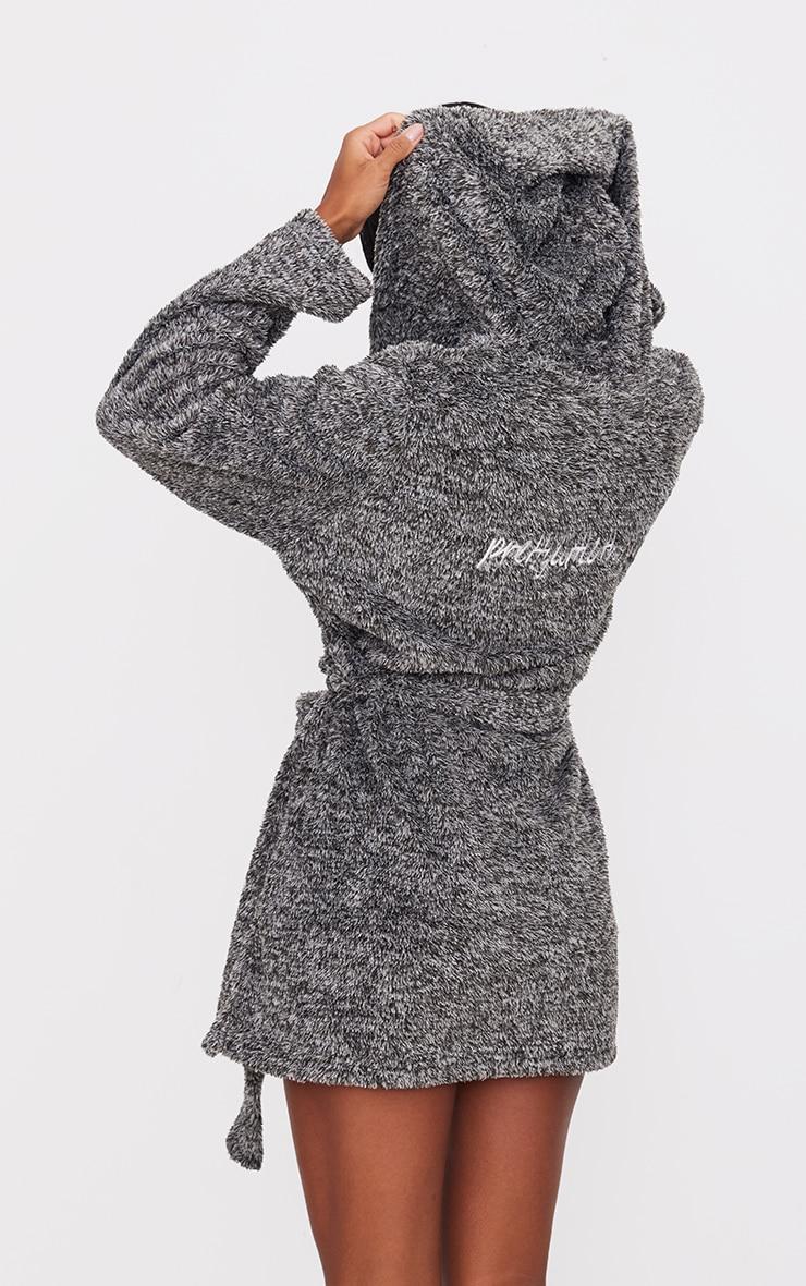 PRETTYLITTLETHING Charcoal Fluffy Bath Robe Product Image
