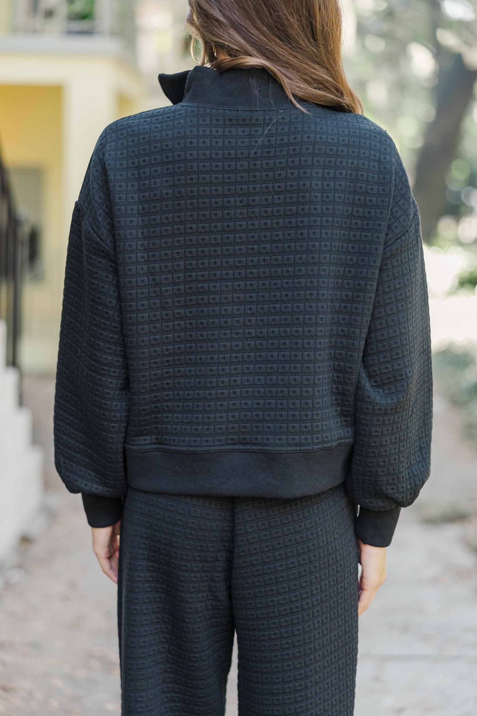Set You Free Black Textured Top Female Product Image