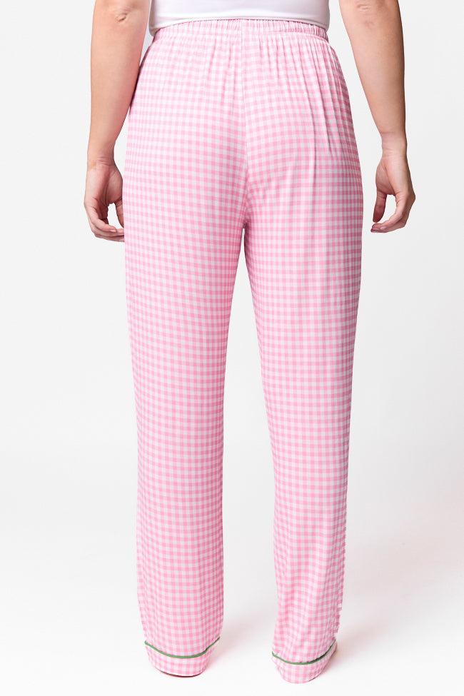 Good To Get Away Pink Gingham Pajama Pants Product Image
