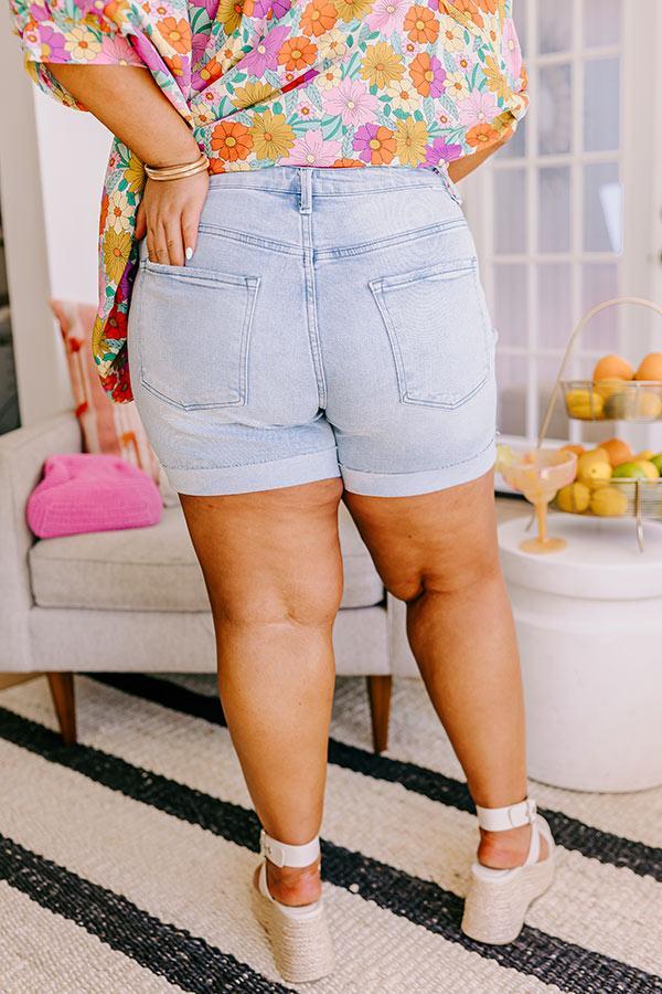 Risen Tabor High Waist Shorts in Light Wash Curves Product Image