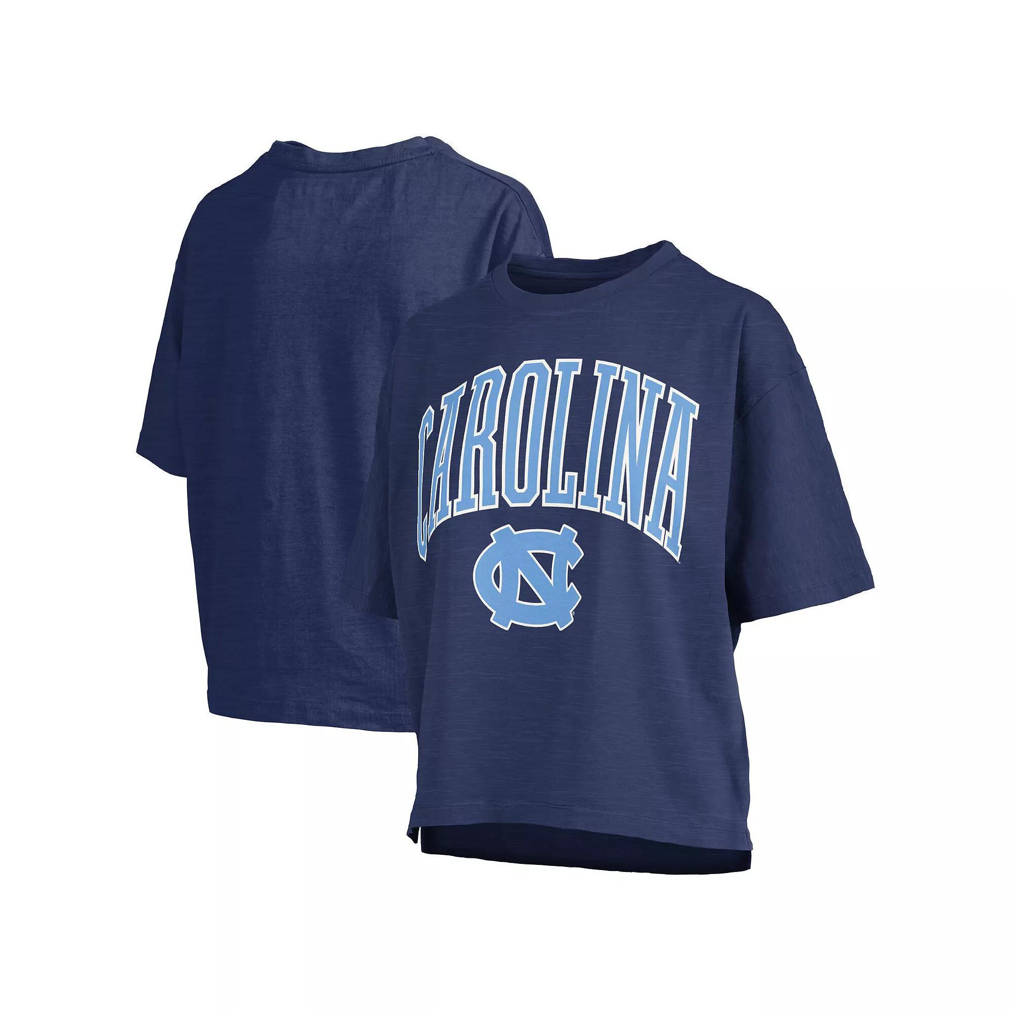 Women's Pressbox Navy North Carolina Tar Heels Nelson Arch Over Logo Waist Length Oversized Slub T-Shirt, Size: Medium, Blue Product Image