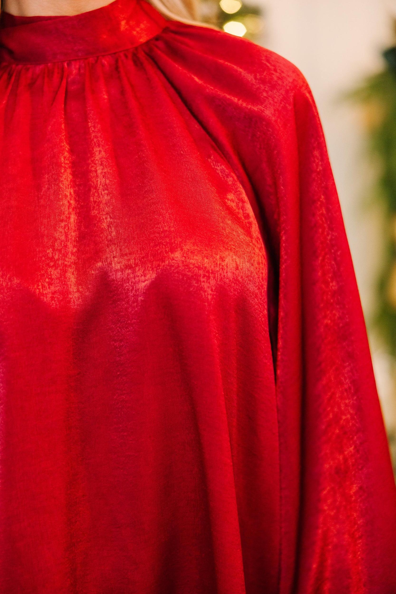 Feel This Way Deep Red Satin Blouse Female Product Image