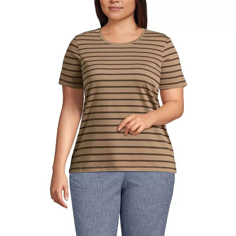 Plus Size Lands' End Relaxed Supima Cotton Crewneck Tee, Women's, Size: 1XL, Pale Yellow Product Image