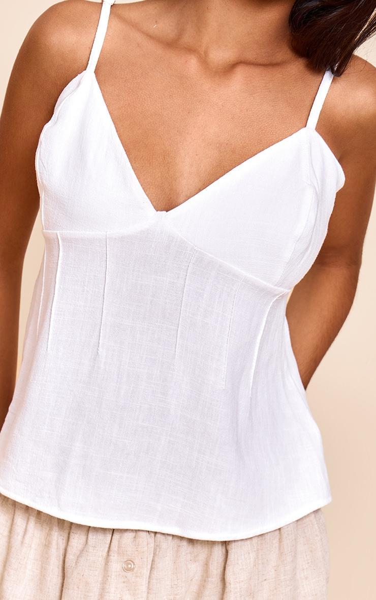 Petite White Seam Detail Strappy Cami Top Product Image