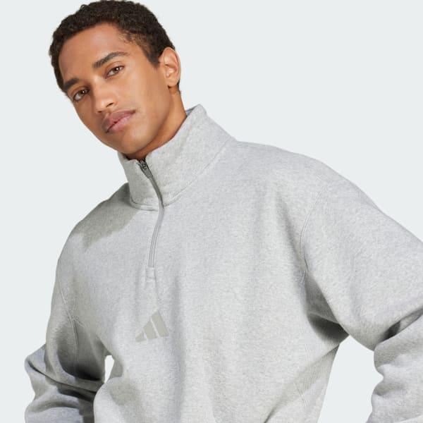 adidas ALL SZN Fleece 1/4-Zip Crew Sweatshirt Dark Blue XS Mens Product Image