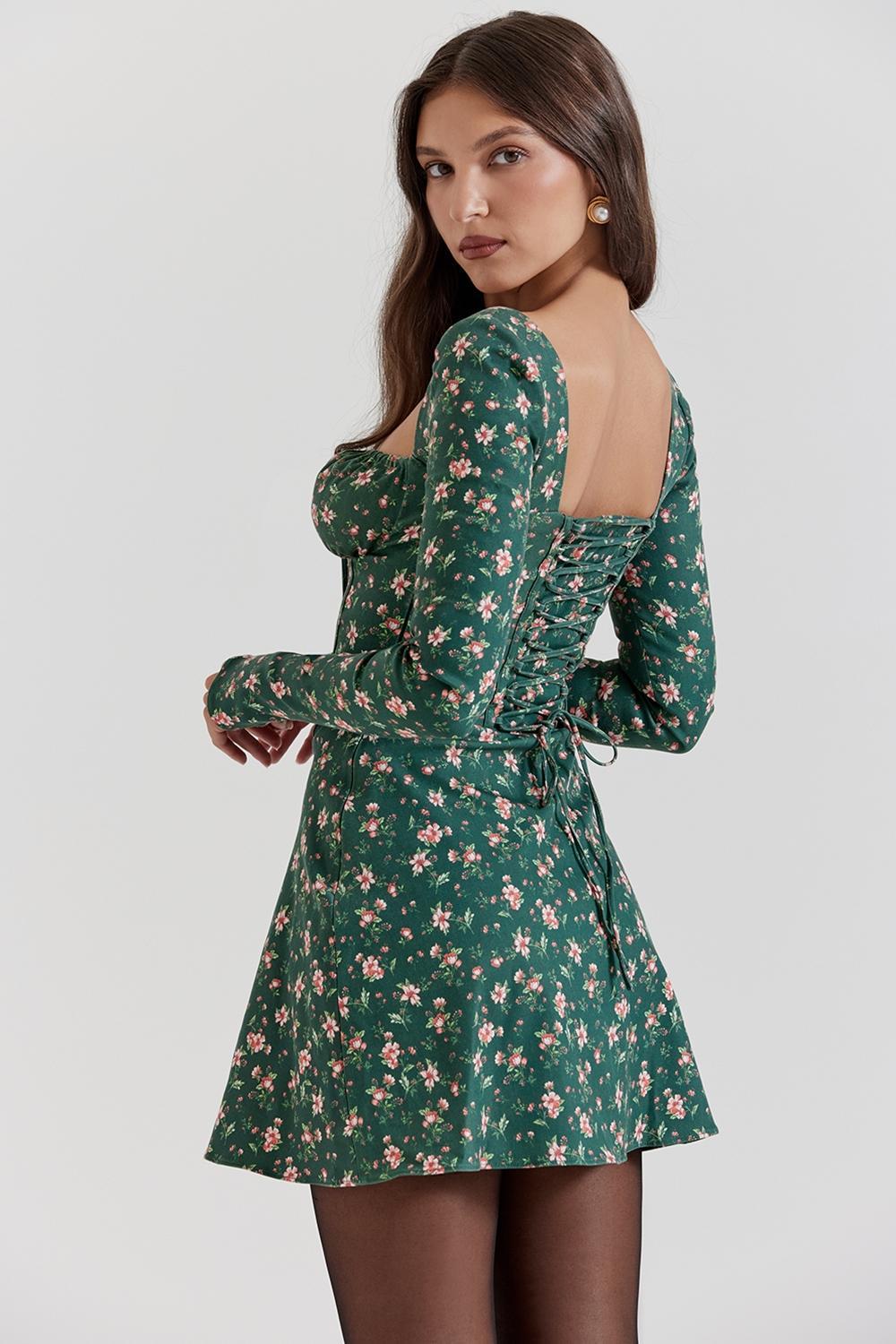 Malika Green Floral Corset Mini Dress Product Image