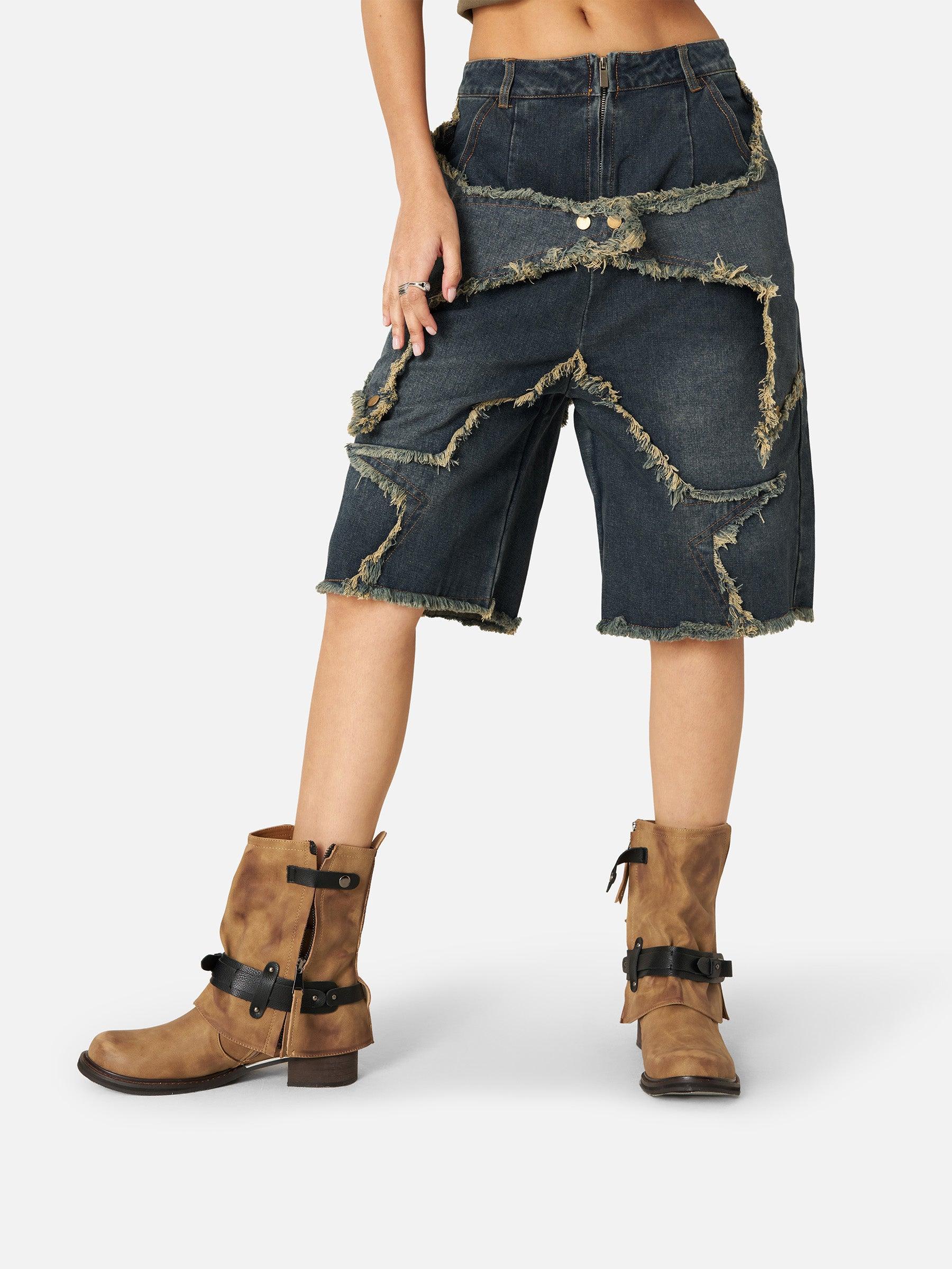 Aelfric Eden Vintage Starry Fringe Hem Jorts Product Image