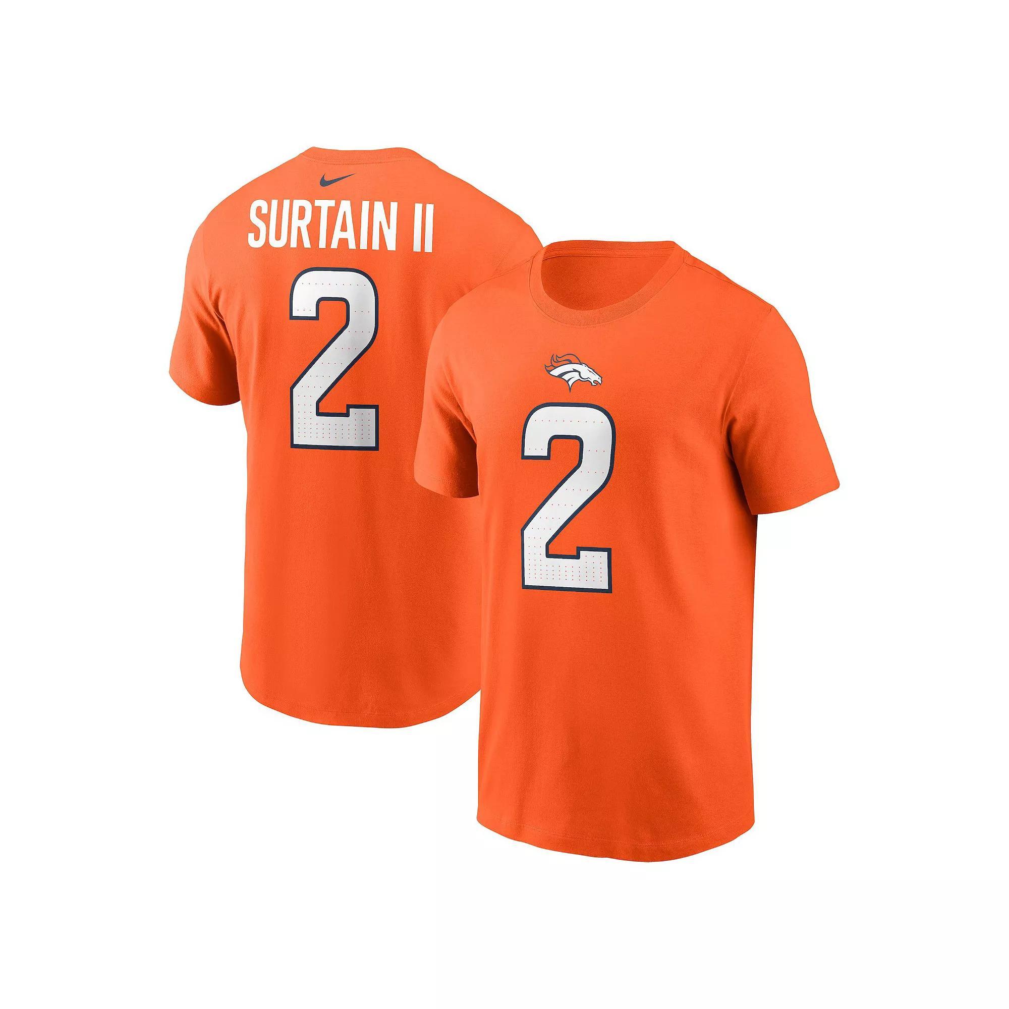 Men's Nike Patrick Surtain II Orange Denver Broncos Name & Number T-Shirt, Size: Large Product Image
