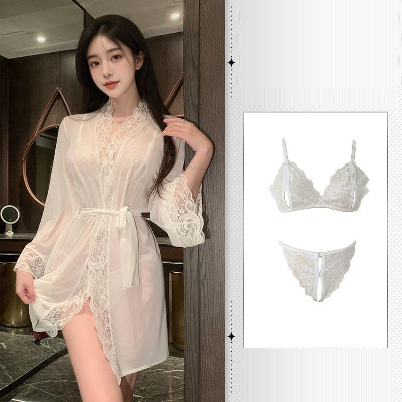 Lace Pajama Robe Set Product Image