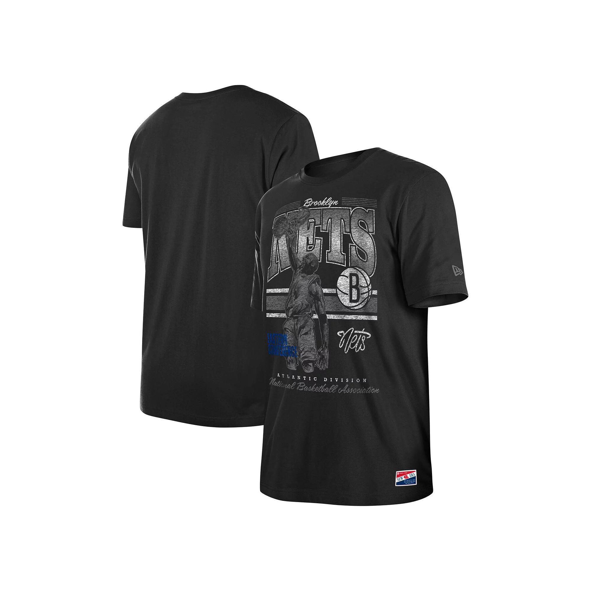 Men's New Era Black Brooklyn Nets Enzyme Wash Oversized T-Shirt, Size: XL Product Image