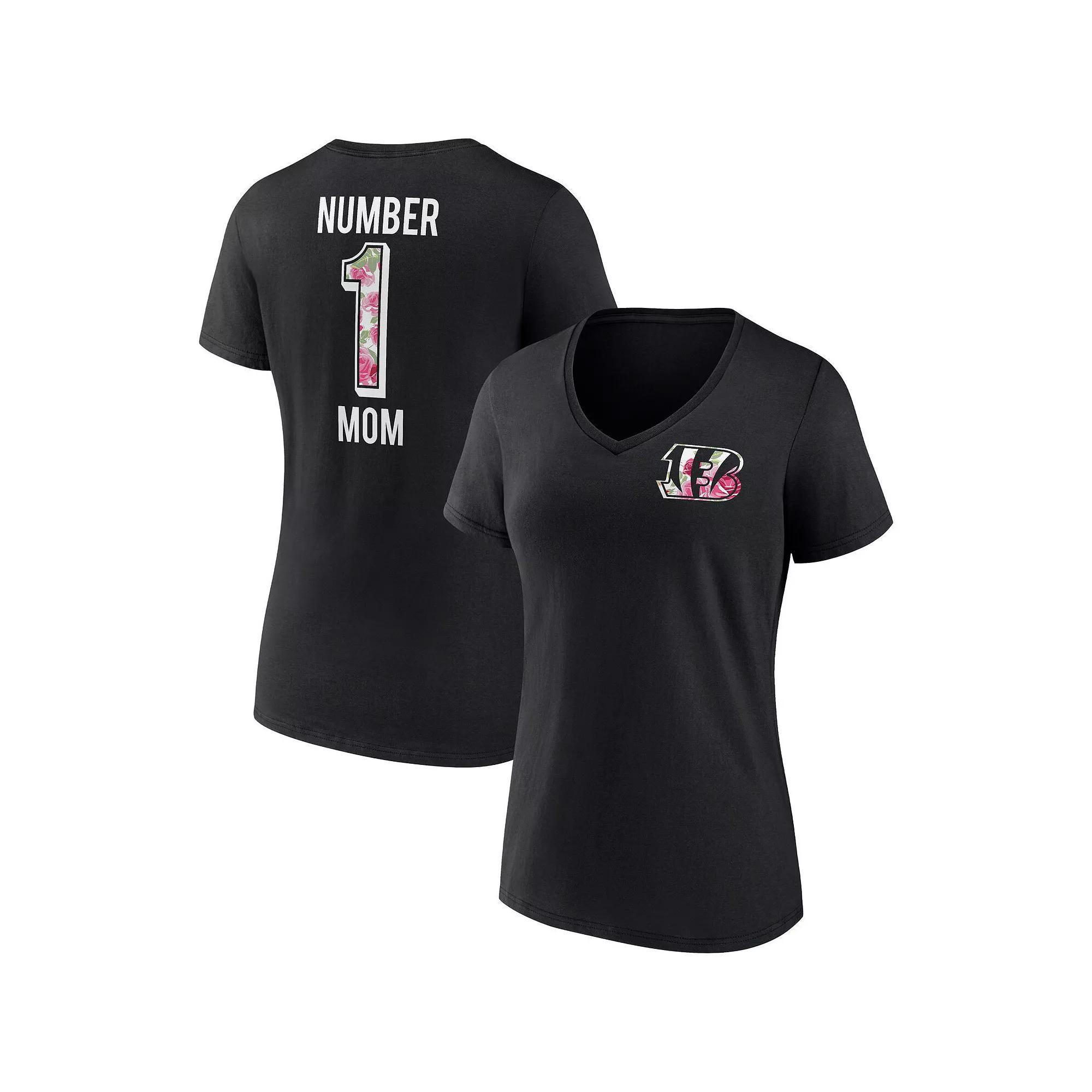 Women's Fanatics Branded Black Cincinnati Bengals Team Mother's Day V-Neck T-Shirt, Size: Small Product Image