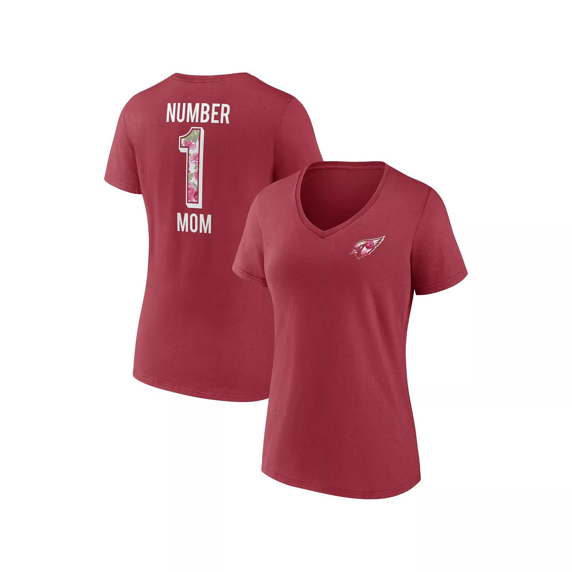 Women's Fanatics Branded Cardinal Arizona Cardinals Team Mother's Day V-Neck T-Shirt, Size: Large, Red Product Image