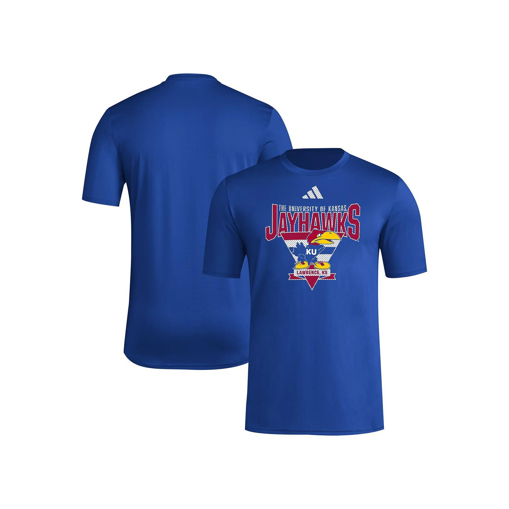 Men's adidas Royal Kansas Jayhawks 2024 Locker Trilateral Pre-Game T-Shirt, Size: XL, Blue Product Image