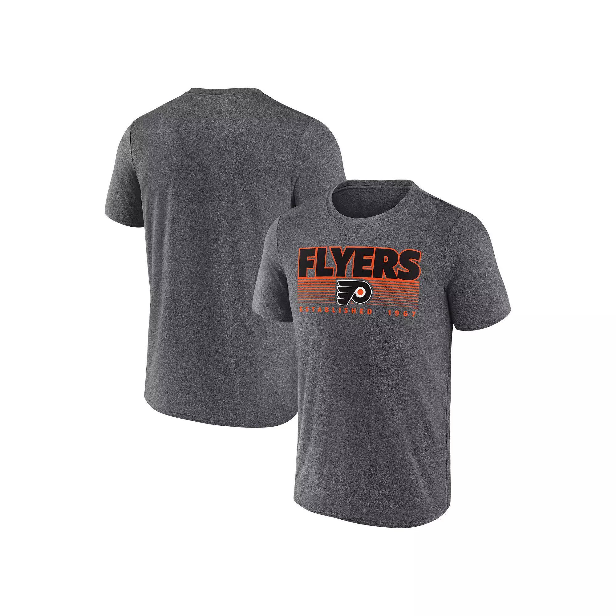 Men's Fanatics Branded Heathered Charcoal Philadelphia Flyers Prodigy Performance T-Shirt, Size: Small, Fly Charco Product Image