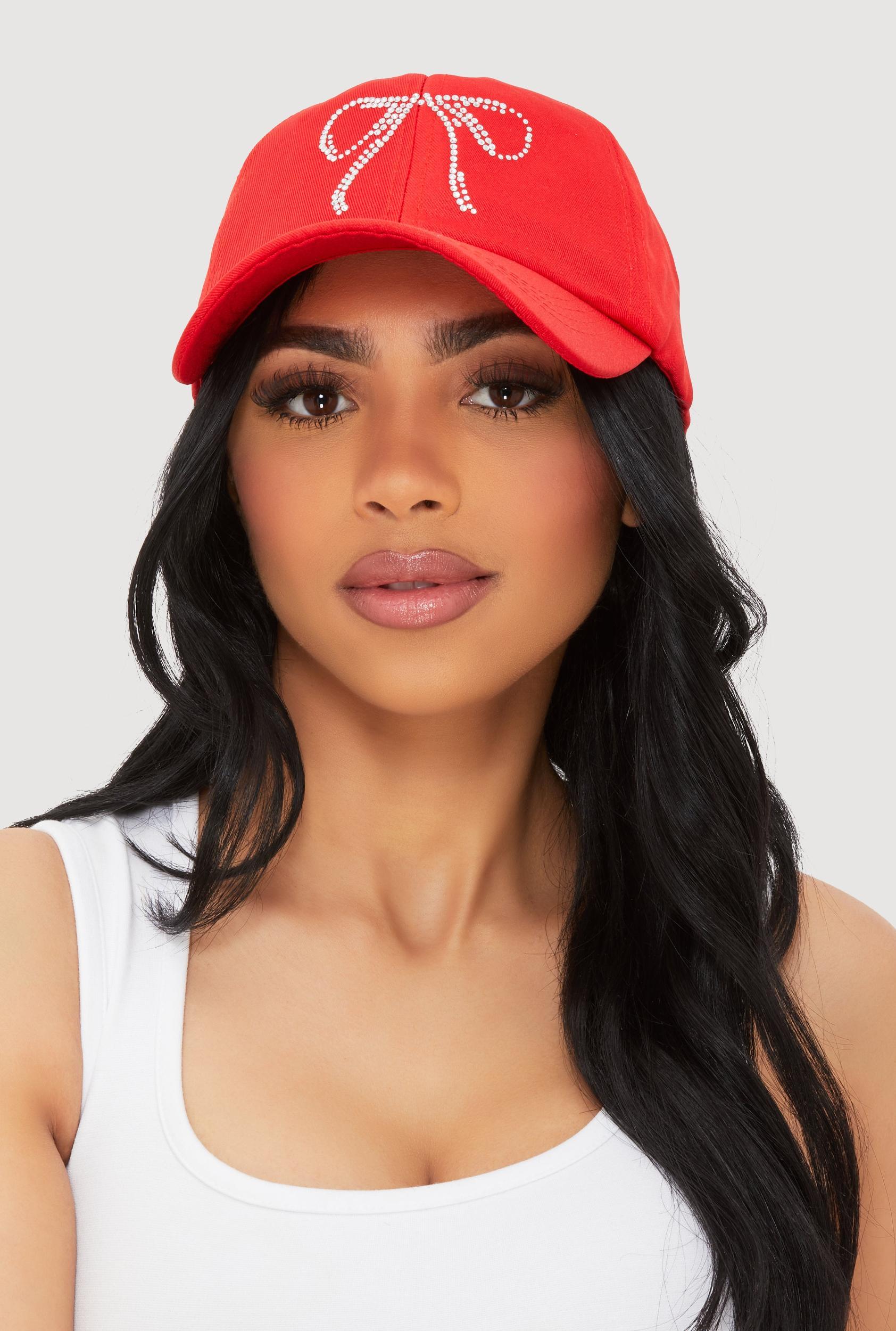 Rhinestone Bow Baseball Cap Female Product Image