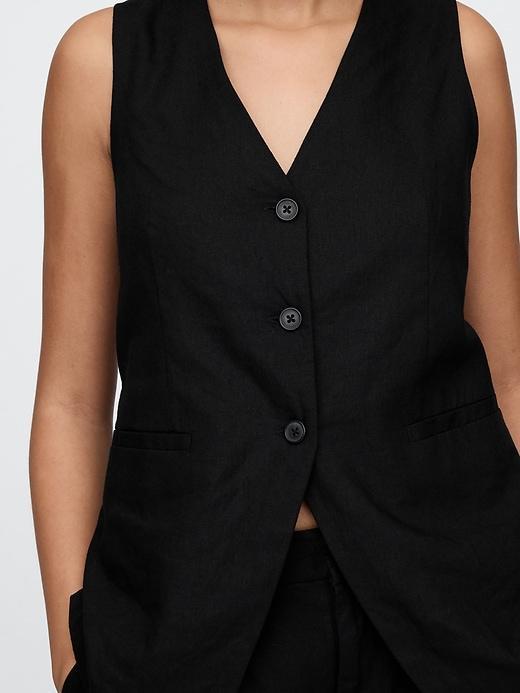 Linen-Blend Longline Vest Product Image