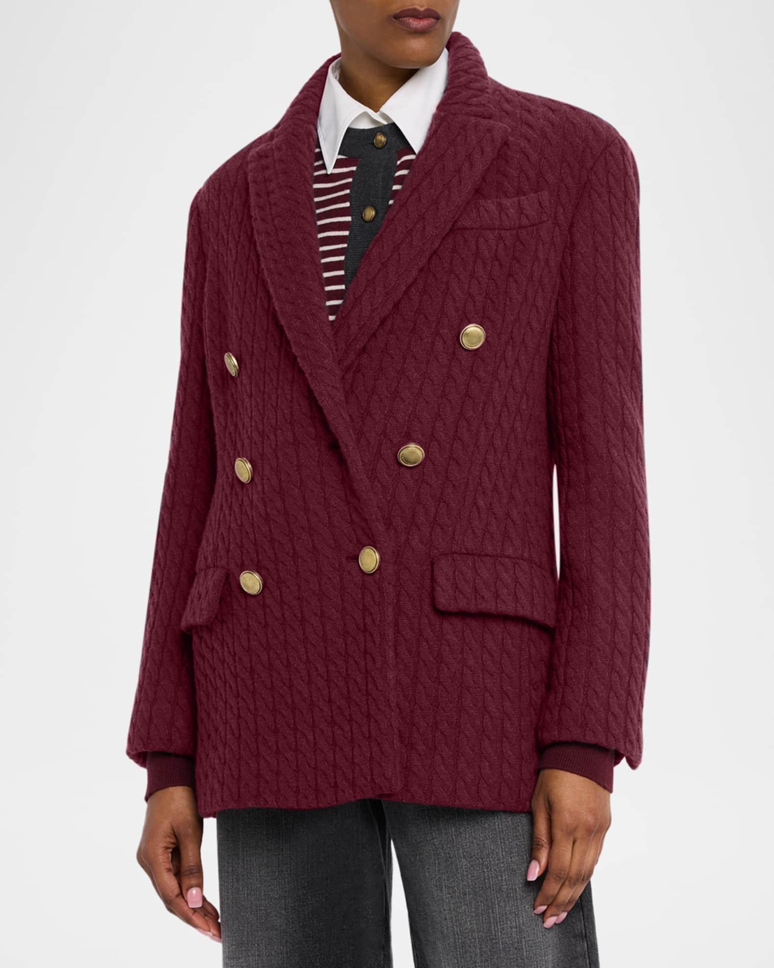 Cashmere Cable Knit Double-Breasted Blazer Product Image