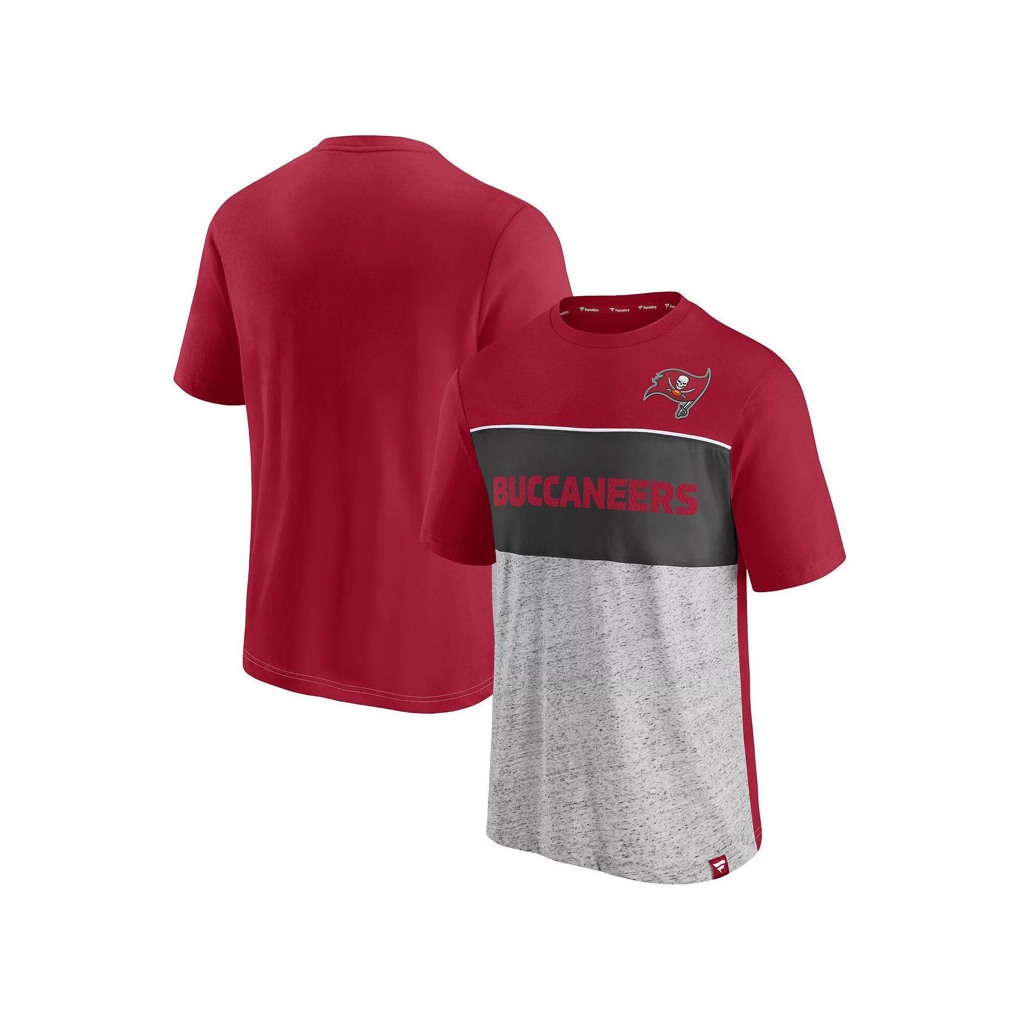 Men's Fanatics Branded Red/Heathered Gray Tampa Bay Buccaneers Colorblock T-Shirt, Size: XL Product Image