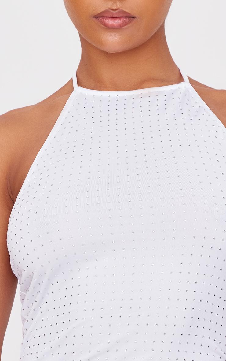 White Hot Fix Halterneck Open Back Long Top Product Image