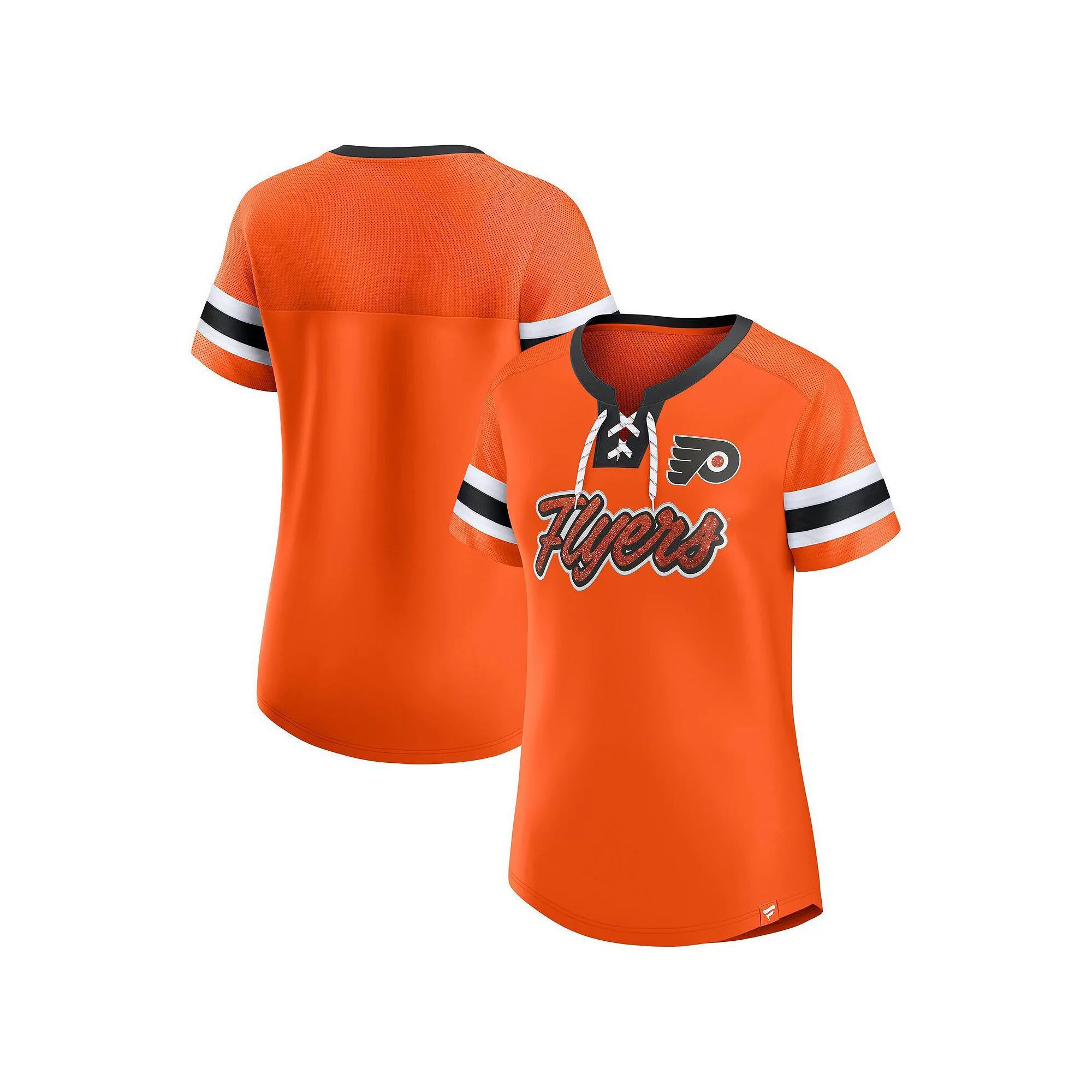 Women's Fanatics Orange Philadelphia Flyers Iconic Athena Lace-Up T-Shirt, Size: Small, Fly Orange Product Image