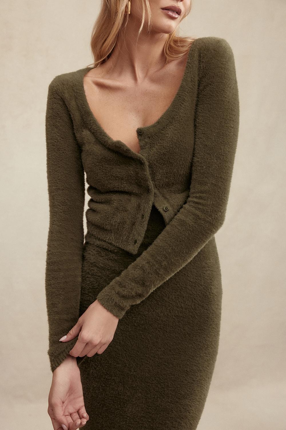 Saffron Chocolate Soft Boucle Knit Top Product Image