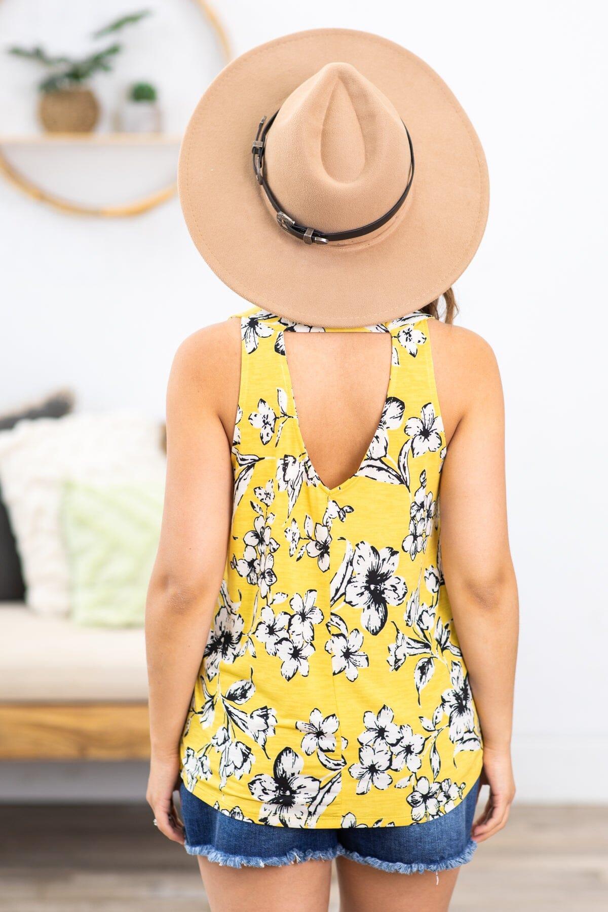 Mustard Multicolor Back Cutout Floral Tank Product Image