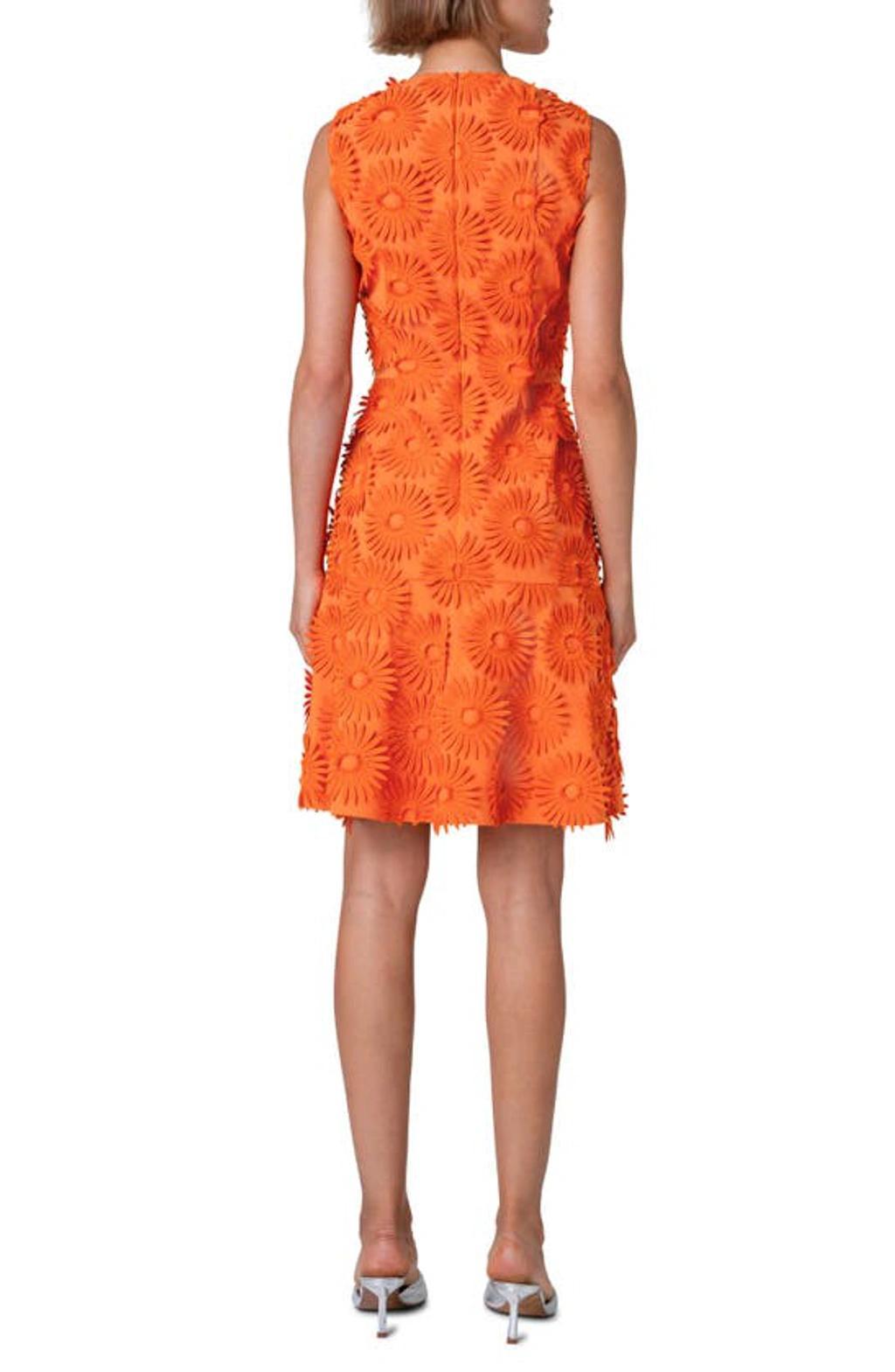 AKRIS PUNTO Sunflower Embroidered Sleeveless A-line Dress In Orange Product Image