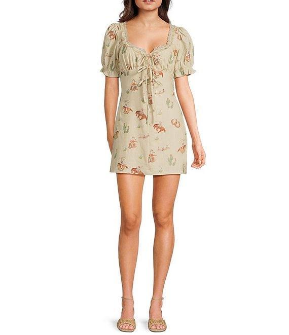 Bailey Rose Western Horse Print Short Sleeve Mini Dress Product Image