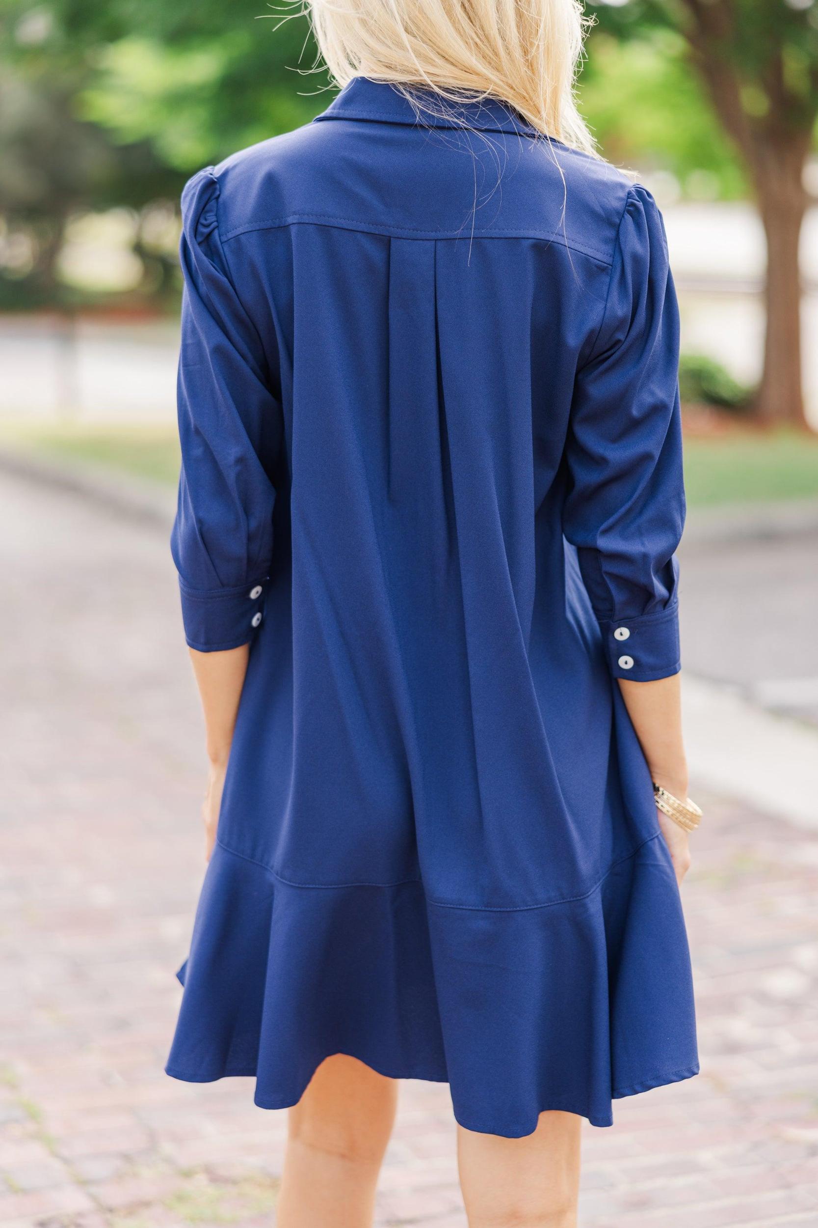 Share Your Story Navy Blue Shirt Dress Female Product Image