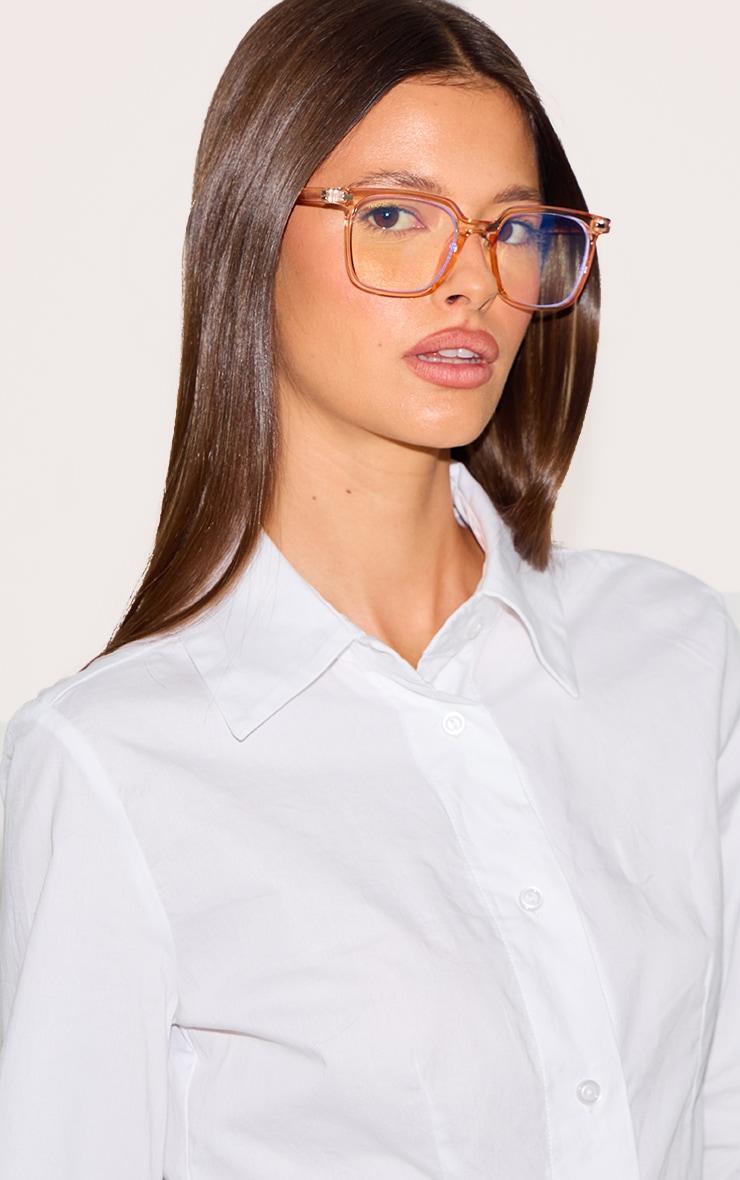 Peach Prettylittlething Square Blue Light Readers Product Image