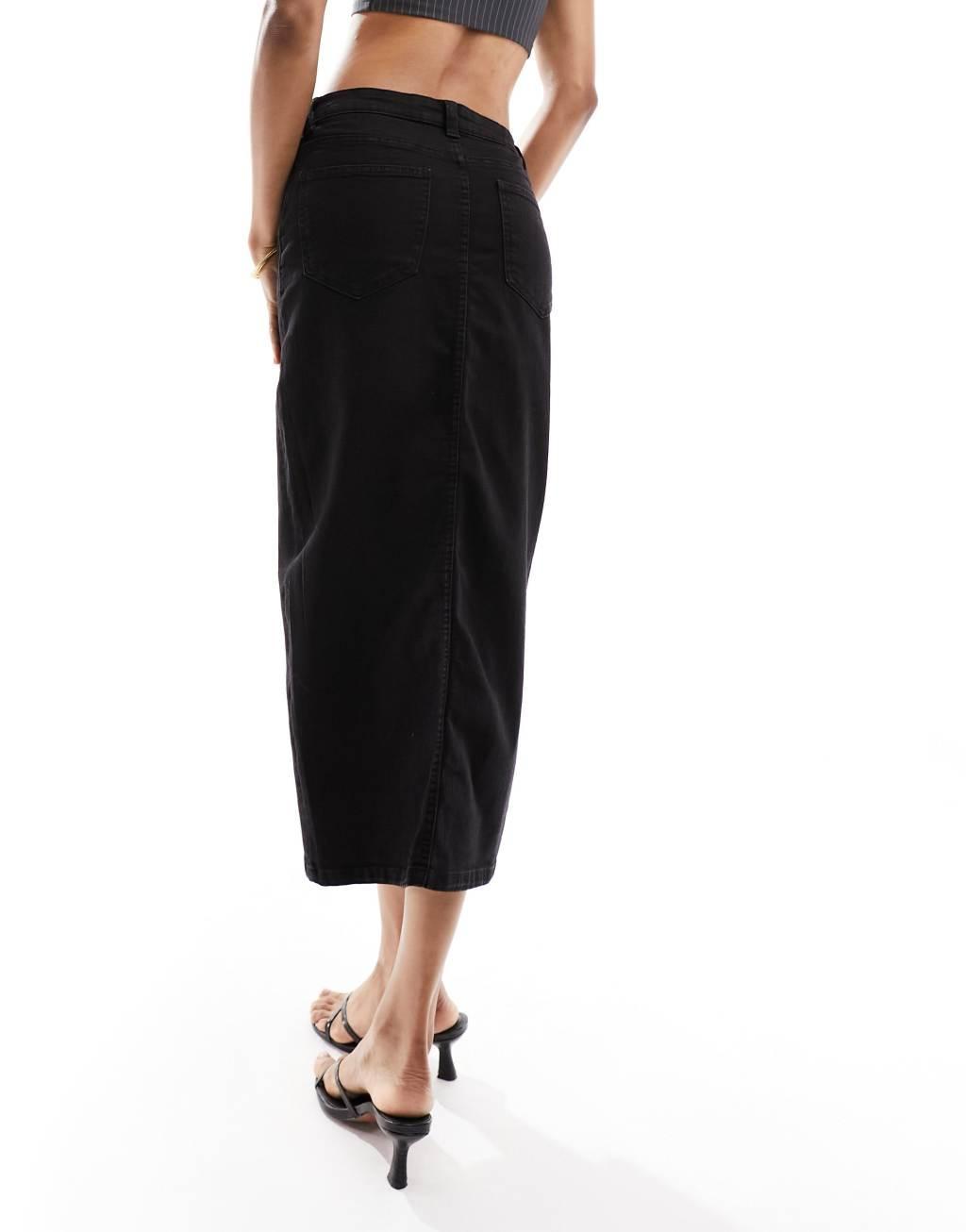 Vero Moda Tall denim midi skirt Product Image