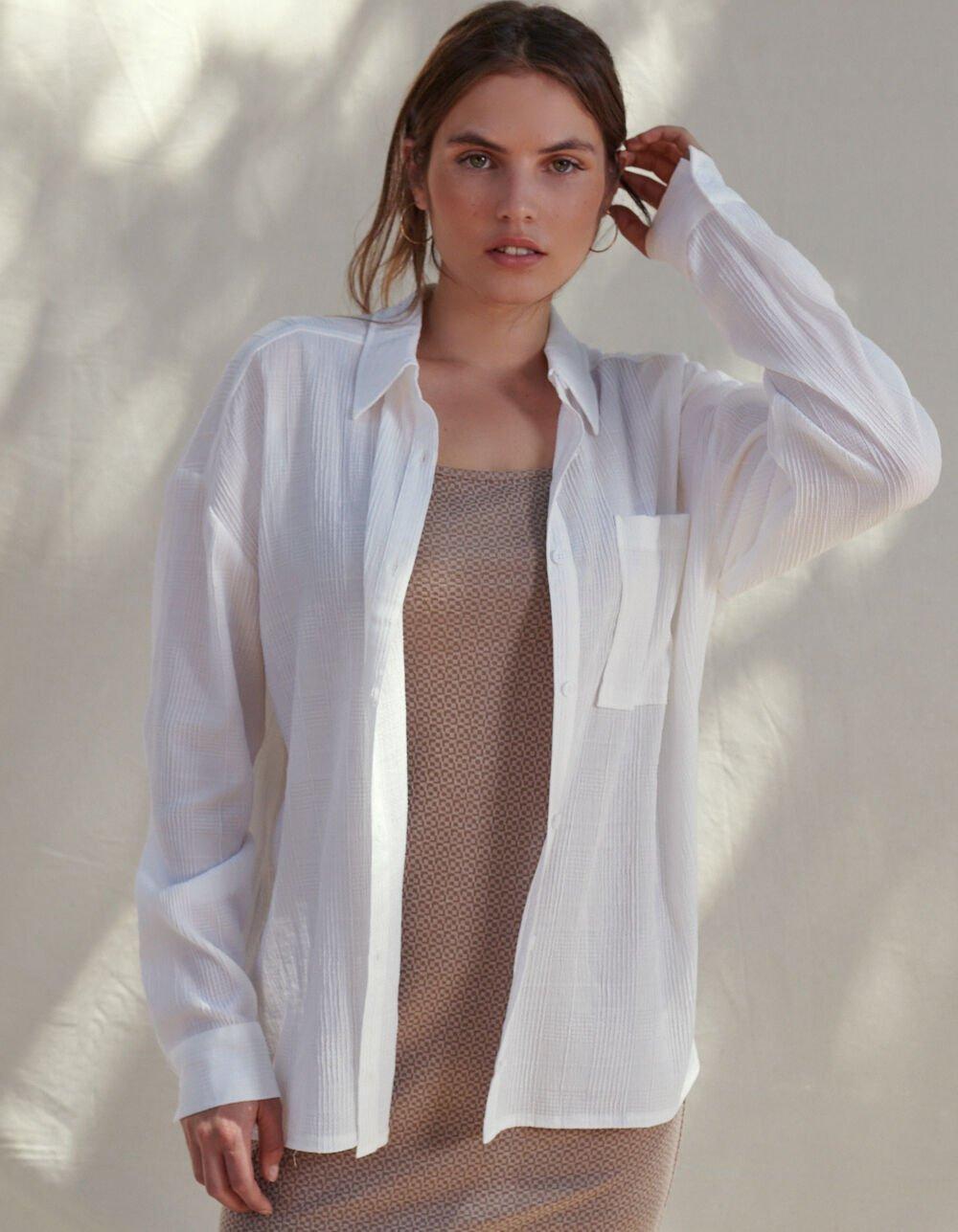 WEST OF MELROSE Womens Button Up Shirt - WHITE Product Image