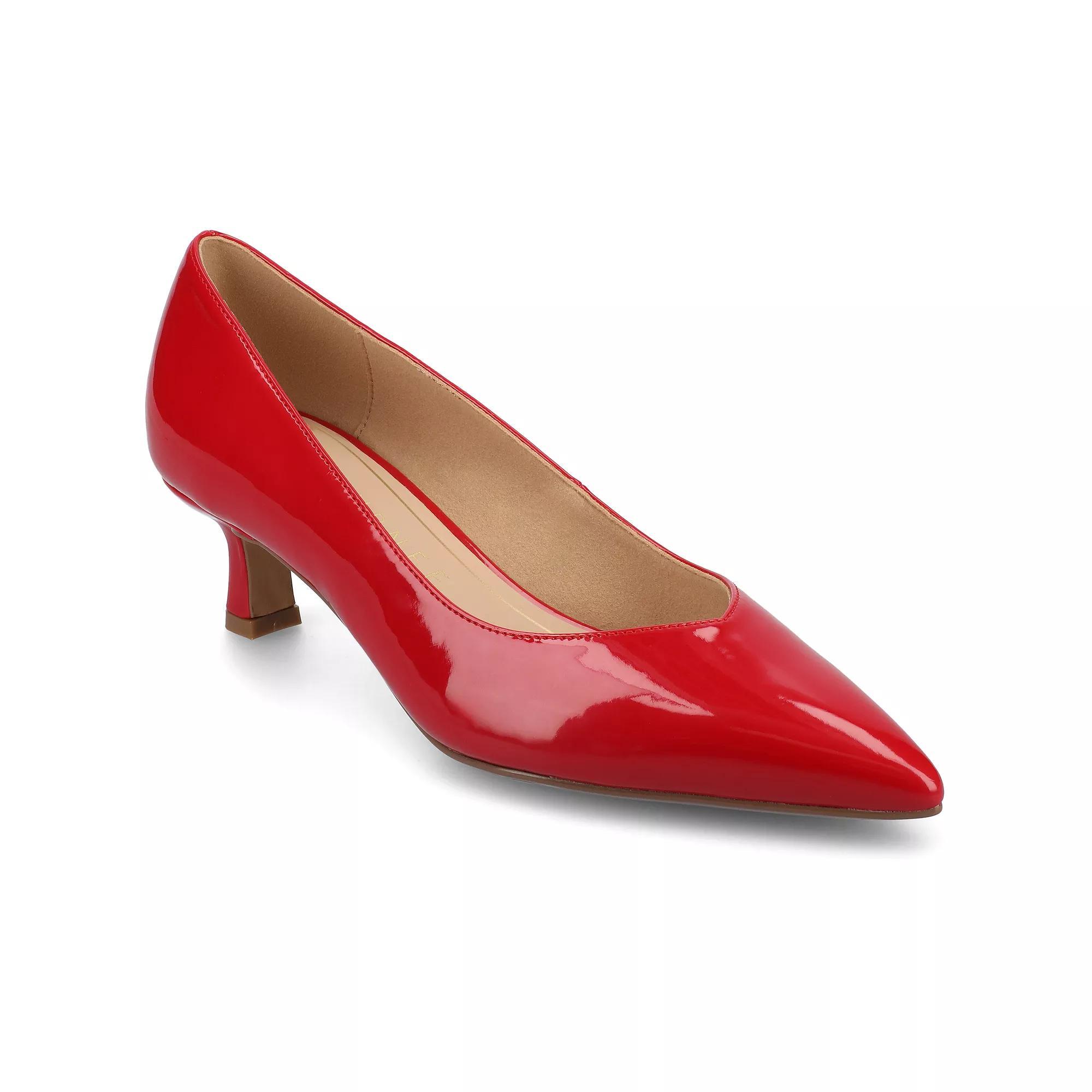 Journee Pammie Medium and Wide Width Women's Slip-On Kitten Heel Pumps, Size: 11, Red Patent Product Image